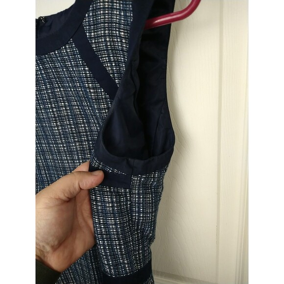 Talbots Woman 10 Navy Blue Linen Blend Tweed Sleeveless Dress Straight Prof Core - Picture 5 of 8